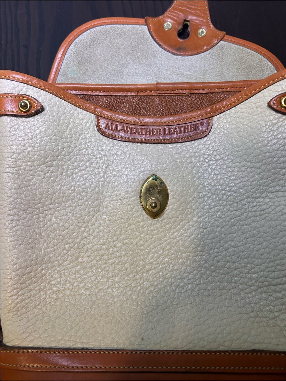 Dooney & Bourke Cream and Tan Leather Saddle Crossbody - Picture 10 of 10